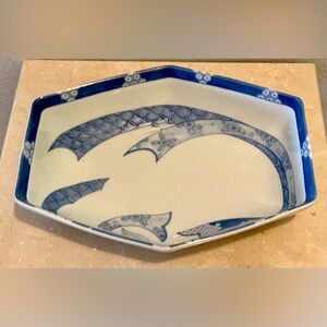 Japanese blue and white bowl. 7”x9.25” serving / decorative dish.